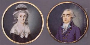 A Gentleman In A Purple Coat With Large Gold Buttons, Pale Blue Waistcoat And Frilled Cravat, Powdered Hair A Gentleman In A Purple Coat With Large Gold Buttons, Pale Blue Waistcoat And Frilled Cravat, Powdered Hair