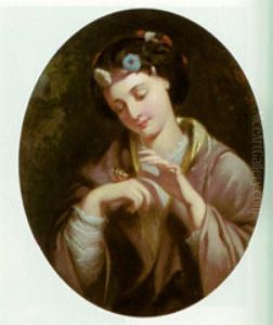 A Portrait Of A Lady Playing With A Butterfly A Portrait Of A Lady Playing With A Butterfly