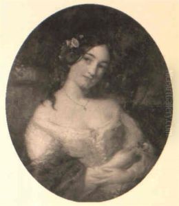 Portrait Of A Woman With Flowers In Her Hair Portrait Of A Woman With Flowers In Her Hair
