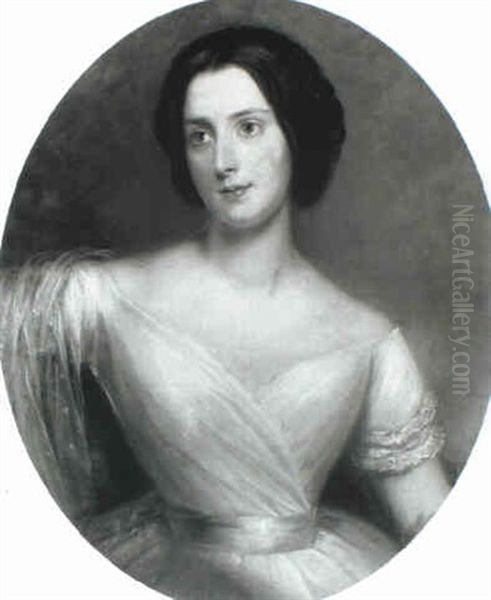 Portrait Of A Lady Wearing A White Dress - view 1