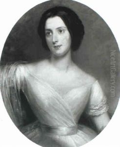 Portrait Of A Lady Wearing A White Dress by Charles Baxter