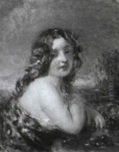 Portrait Eines Blutengeschm_ckten Madchens Im Fellkleid by Charles Baxter