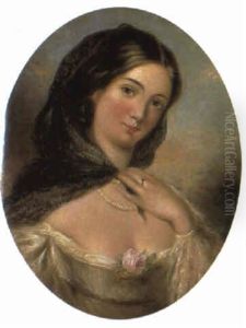 Portrait Of A Young Lady Wearing A White Dress And A Headscarf