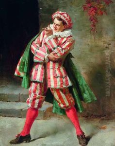 Stehender, Als Pierrot Verkleideter Schauspieler by Emile Antoine Bayard