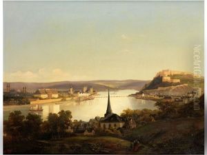 Blick Auf Das Rheintal Bei Koblenz by Anton Bayer