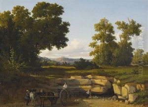 Sonnige Landschaft Mit Steinbruch by Anton Bayer