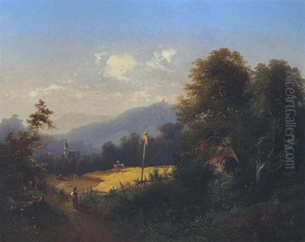 Gebirgslandschaft Mit Blick Auf Eine Ortskirche - view 1