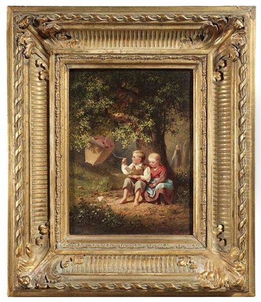 Waldinneres Mit Zwei Kindern Unter Einem Baum - view 1