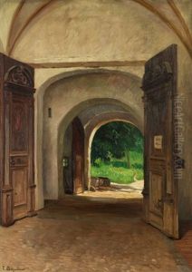 Blick Durch Einen Klostertorbogen