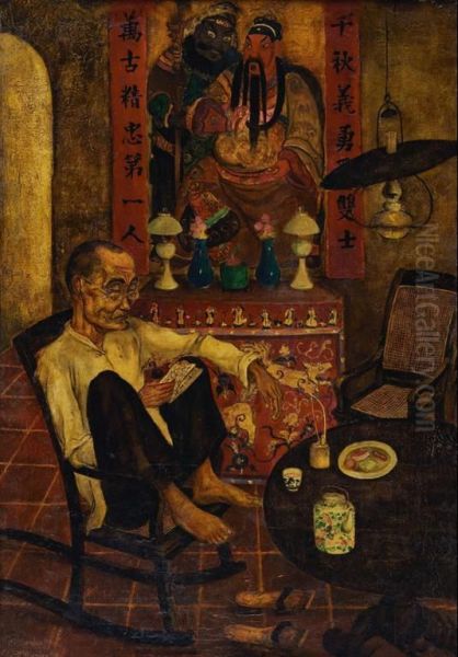 Old Man Reading Book - view 1