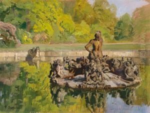 Tritonbrunnen In Nymphenburg(?) by Fritz Bayerlein