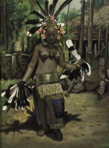 Dayak Girl Performing Hornbill Dance by Ernst Agerbeek