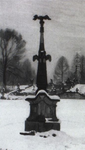 Denkmal In Verschneiter Parklandschaft - view 1