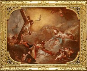 San Agustin Entre Cristo Y La Virgen by Francisco Bayeu Y Subias