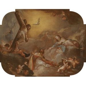 Saint Augustine And The Virgin Adoring The Crucified Christ