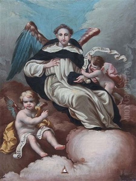 St. Vincent Ferrer And Two Cherubs In The Heavens - view 1