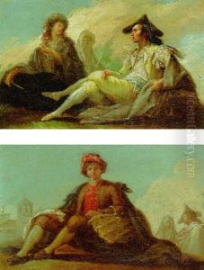 A Youth Seated With A Basket