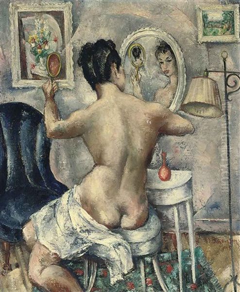 Nude Seated In Her Boudoir - view 1