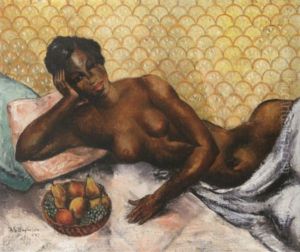 Reclining Nude Black Woman With A Bowl Of Fruit Reclining Nude Black Woman With A Bowl Of Fruit