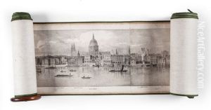 View Of The North Bank Of The Thames From Westminster Bridge To London Bridge by Thomas Mann Baynes