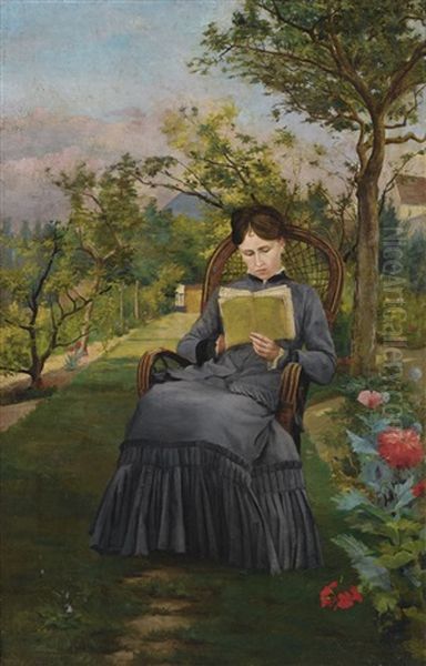 Therese Lisant Dans Le Parc De Meric - view 1