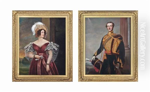 Portrait Of Elizabeth Surtees, Nee Cookson, Three-quarter-length...; Portrait Of Henry Edward Surtees Of Redworth (1819-1895), Standing... (pair) - view 1