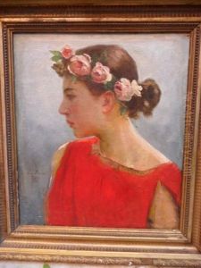 Jeune Pompeienne Couronnee De Roses by Luigi Bazzani