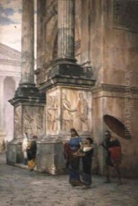The Flower Seller, Rome by Luigi Bazzani