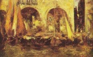 Barcas En El Canal by Leonardo Bazzaro