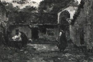 Cortile Rustico Con Figure