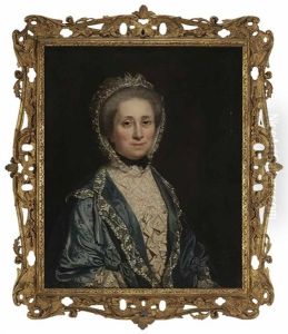Portrait Of A Lady In Blue Lace-trimmed Gown