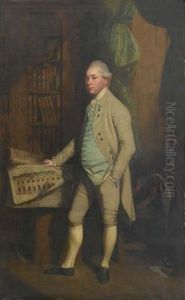 Portrait De William, 6th Earl Of Craven, Tenant Le Plan Du Manoir De Benham by Thomas Beach