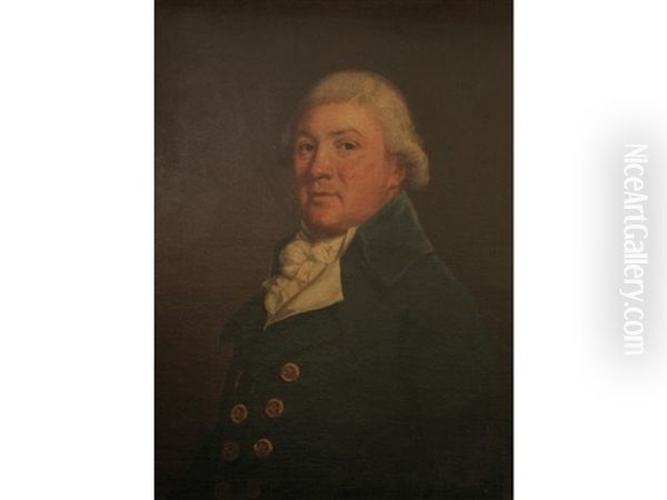 Portrait Of A Gentleman With A White Neck Scarf And Buttoned Coat (a Member Of The Gould Family?) - view 1