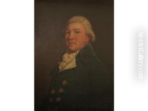 Portrait Of A Gentleman With A White Neck Scarf And Buttoned Coat (a Member Of The Gould Family?) by Thomas Beach