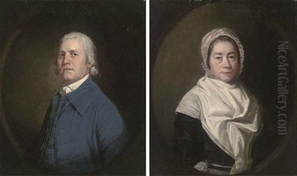 Portrait Of Mr. Highmore Skeats Snr., Former Organist At Canterbury Cathedral (+ Porrtrait Of His Wife In A Black Dress With A White Shawl And Bonnet; Pair) - view 1