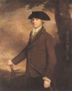 Portrait Of Coplestone Warre Bamfylde Standing In A Landscape Wearing A Brown Coat And Holding A Stick