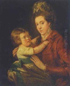 Portrait Of Mrs. Moutray With Her Child by Thomas Beach