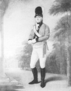 A Portrait Of An Officer Of A Volunteer Regiment,           Full Length Holding A Sword In A Landscape
