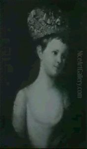 Portrait Of A Boy, Bust Length, In A White Jacket With A Blue Collar; And Portrait Of A Girl, Bust Length.....(2) by Thomas Beach