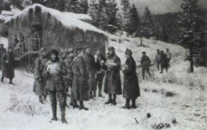 Letters From Home - The Seventh Division, Asiago Plateau,   Christmas by James Prinsep Barnes Beadle