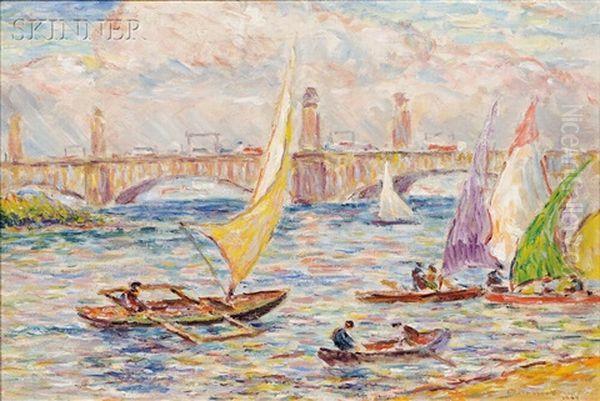 Charles River Basin, Alternatively Titled Boating On The Charles At Cambridge - view 1
