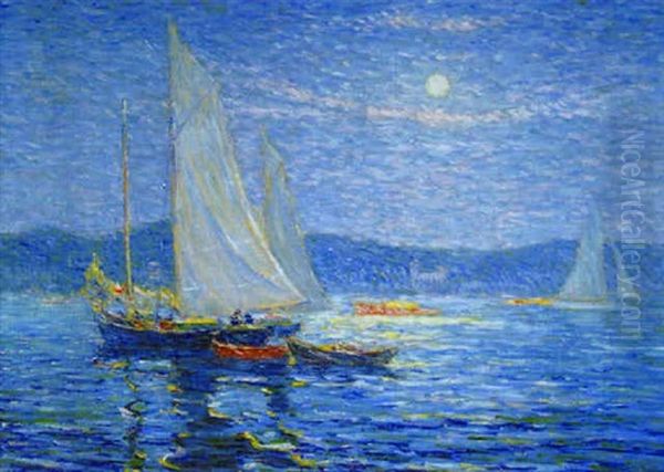 Early Moonlight, Newport Harbor - view 1