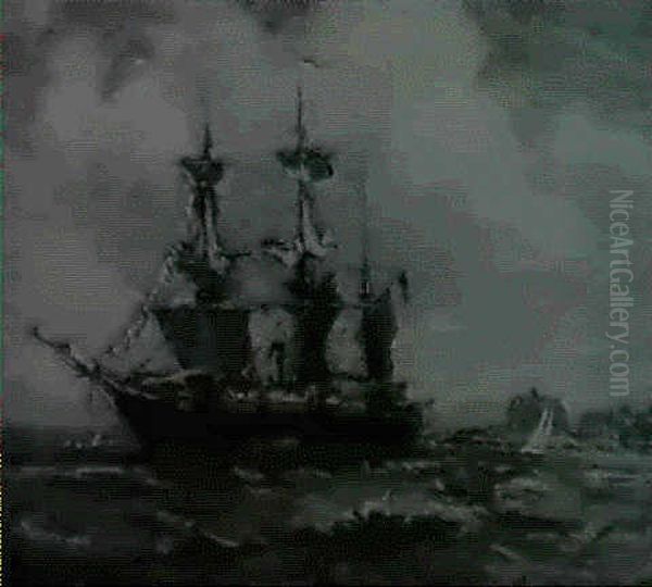Uss Essex At Newport Harbor - view 1