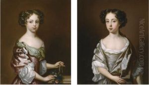 Portraits Of Anne Gulston; And Her Sister, Mary Gulston, The Daughters Of James Gulston Of Wyddial, Hertfordshire (pair) by Charles Beale