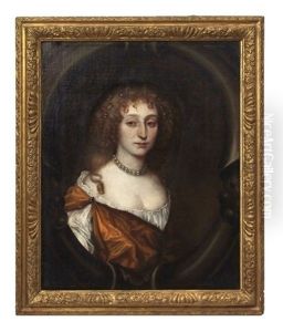 Portrait Of Mrs Giles Keddington In Brown Cartouche With Cornucopia Volutes