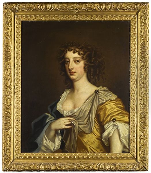 Portrait Of A Lady, Half-length, In A Gold Dress With A White Chemise - view 1