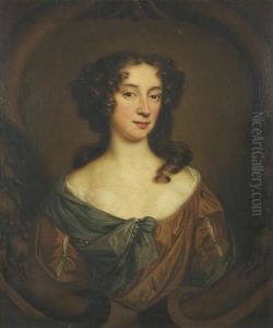 Portrait Of A Lady, Said To Be Miss Weston, Bust-length, In A Gold Dress With A Blue Sash