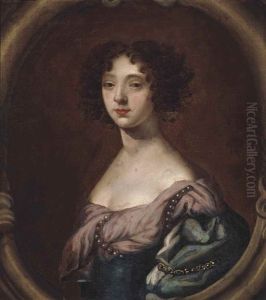 Portrait Of A Lady, Bust-length, In A Blue Dress, In A Sculpted Oval Portrait Of A Lady, Bust-length, In A Blue Dress, In A Sculpted Oval