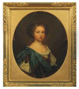 Portrait Of A Girl, In A White Chemise And Blue Mantle