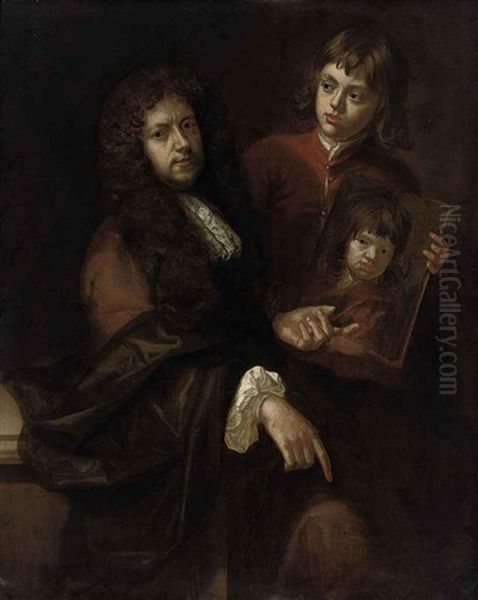 Portrait Of A Gentleman And A Young Boy (the Artist's Husband Charles Beal And One Of Their Sons?) - view 1